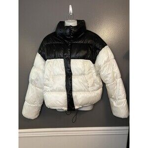 H&M Divided Puffer Jacket Womens Large Winter Coat Colorblock Quilted Insulated